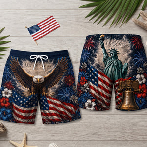 USA Patriotic Men's Beach Shorts - Personalized Gifts For Him 05totn040726 - Beach Shorts - GoDuckee