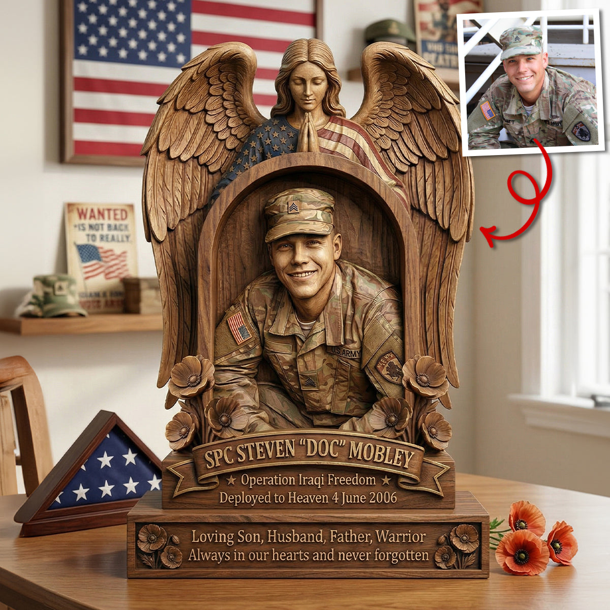 Custom Photo Military Hero Memorial Plaque, Keepsake To Remember A Veteran 02qhtn250326 - Shaped Plaques - GoDuckee