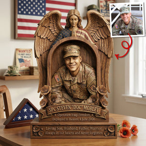 Custom Photo Military Hero Memorial Plaque, Keepsake To Remember A Veteran 02qhtn250326 - Shaped Plaques - GoDuckee