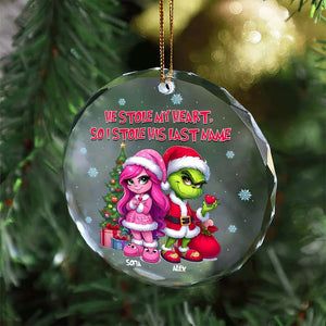 Personalized Gift for Couple, Cartoon Couple Christmas Crystal Glass Ornament 02TOMH190924 - Ornament - GoDuckee