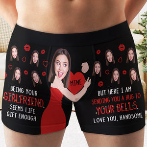 Love You Girlfriend Love You Wife, Personalized Men Boxer - Boxer Briefs - GoDuckee