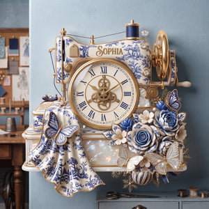 Floral Sewing Toile De Jouy Wall Clock Personalized Gifts 01PALU070826 - Hanging Wall Clock - GoDuckee