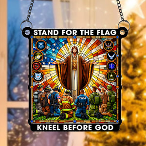 Gifts For First Responders Suncatcher Ornament, One Nation Under God 01QHQN290824 - Ornament - GoDuckee