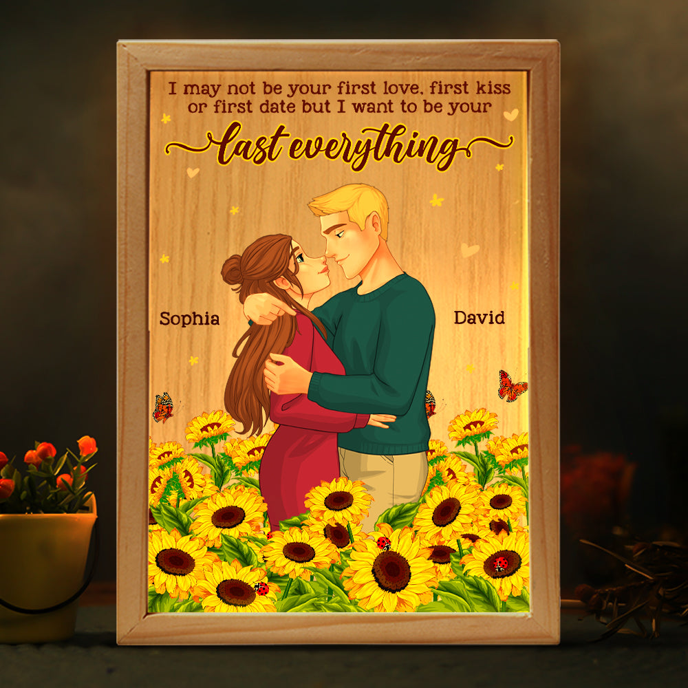 I Want To Be Your Last Everything, Personalized Picture Frame Light Box, Romantic Couple Gifts - - GoDuckee
