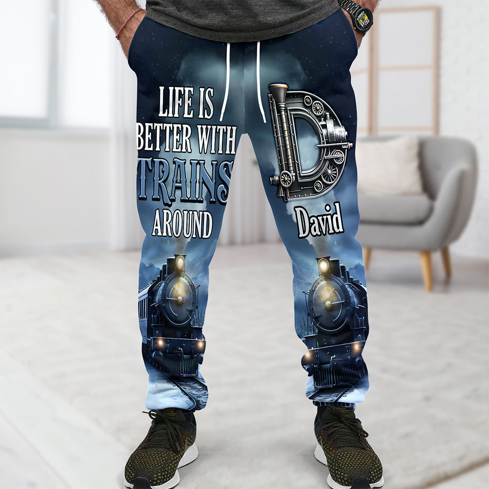 Custom Alphabet Letter Gifts For Train Lovers 3D Sweatpants 05xqqn140225 - Shorts and Pants - GoDuckee