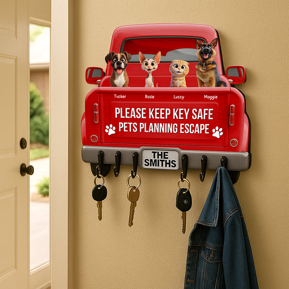 Pets Planning Escape Truck Key Hanger - Personalized Gifts For Pet Lovers 01tgqn270625 - Wood Sign - GoDuckee