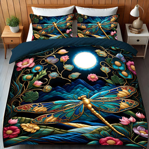 Enchanted Dragonfly Garden Quilt Bed Set Quilt Bed Set Gift For Dragonfly Lovers 05HULU200125 - Blanket - GoDuckee