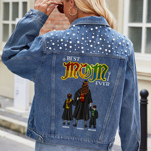 Personalized Gifts For Mom Denim Jacket Super Best Wizard Mom Ever 04HUDT020424TM - Denim Jacket - GoDuckee