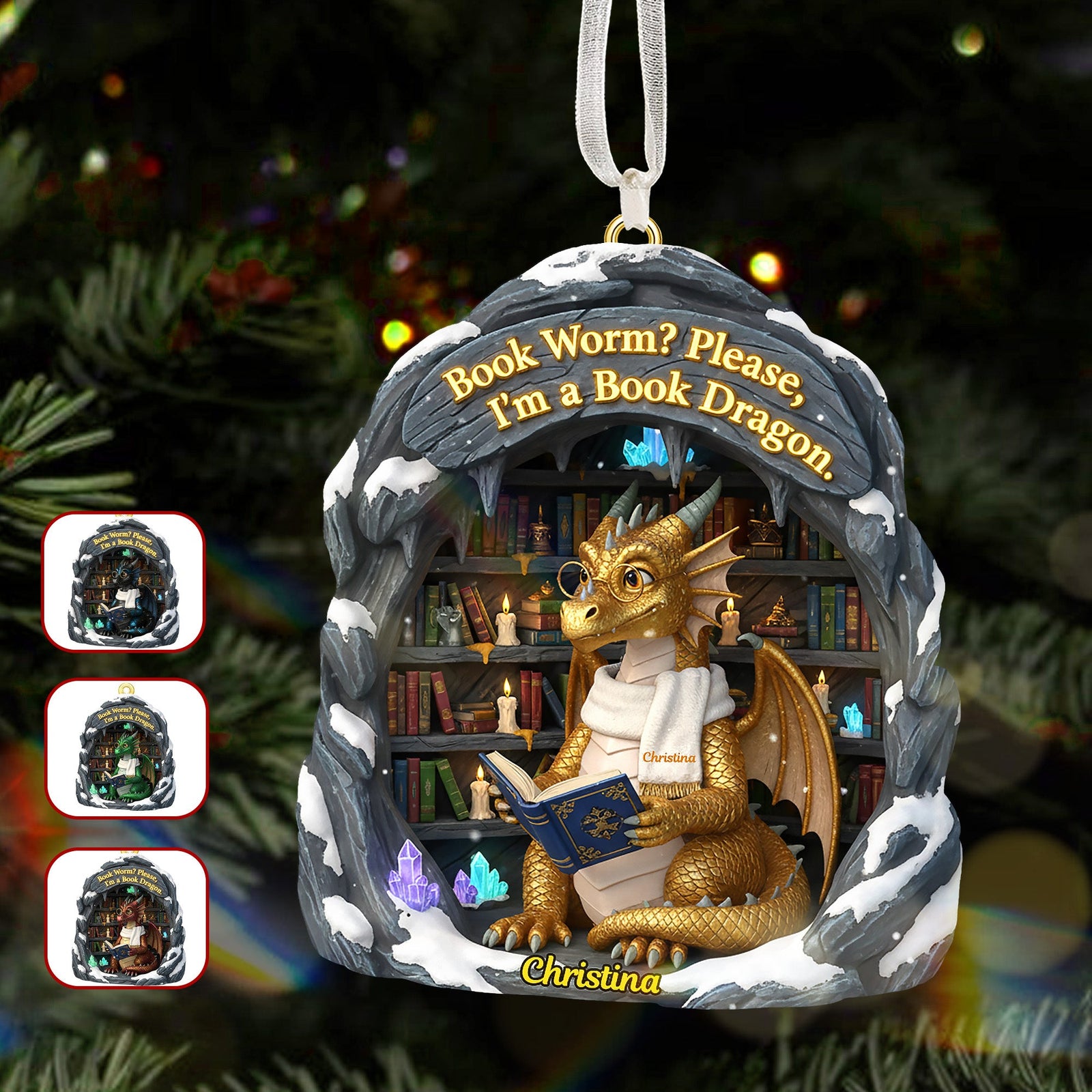 Bookworm Christmas Ornament Personalized Gifts For Book Lovers 04HYMG241025 - Ornament - GoDuckee