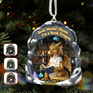 Bookworm Christmas Ornament Personalized Gifts For Book Lovers 04HYMG241025 - Ornament - GoDuckee