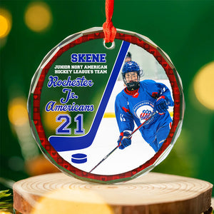 Custom Photo Gifts For Ice Hockey Player Christmas Ornament 05ACDT191024 - Ornament - GoDuckee