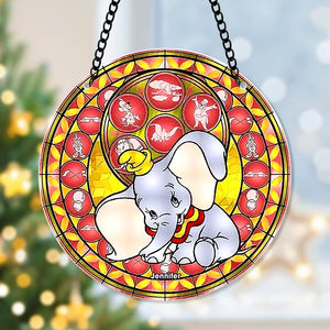 Personalized Gifts For Christmas Suncatcher Ornament 49ACQN240824 Elephant Cartoon - Ornament - GoDuckee