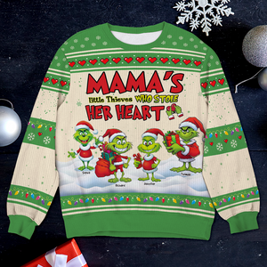 Personalized Gifts For Mom Ugly Sweater Mama's Little Thieves Who Stole Her Heart 04ACQN230924 - Ugly Christmas Sweater - GoDuckee