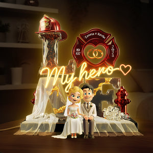 Firefighter Wedding Couple Acrylic Light Box - Personalized Gift For Couples 03PATA091225 - Light Box - GoDuckee