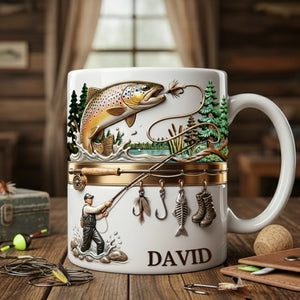 Hooked on Fishing White Coffee Mug - Personalized Gift For Fishing Lovers 02PALU201225 - Coffee Mug - GoDuckee