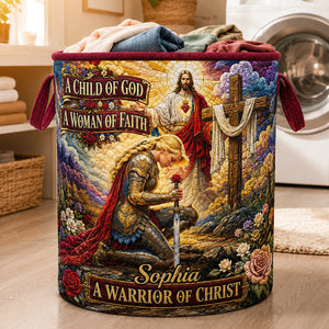 Kneeling Knight Quilted Laundry Basket - Personalized Gifts For Christians 01hudt180726 - Laundry Basket - GoDuckee