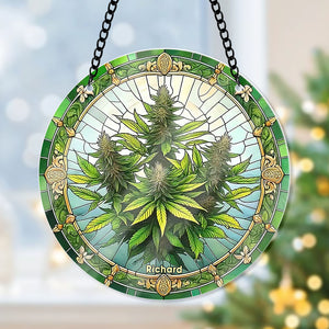 Personalized Gifts For Weed Lovers Suncatcher Ornament 41acqn240824 - Ornament - GoDuckee