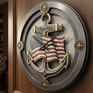 Nautical Anchor Acrylic Clock Personalized Gifts For Veteran 03KIDT231225 - Hanging Wall Clock - GoDuckee