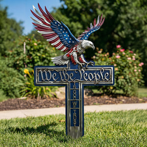 Fierce Eagle On Cross Metal Sign - Gifts For American Christians 02qhdt250226 - Metal Signs - GoDuckee
