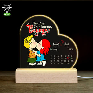 Personalized Gifts For Couples LED Light Calendar Kissing Cartoon Couples 05KALU211224HG - Led Night Light - GoDuckee