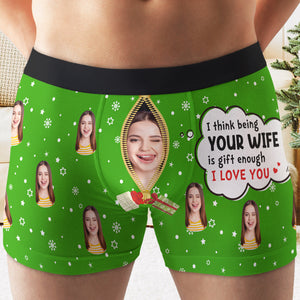 Being Your Wife Is Gift Enough, Funny Custom Photo Men Boxer Briefs, Gift For Husband - Boxer Briefs - GoDuckee