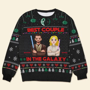 Personalized Gifts For Couple Ugly Sweater, Best Couple In The Galaxy 02tgqn161024hg - Ugly Christmas Sweater - GoDuckee