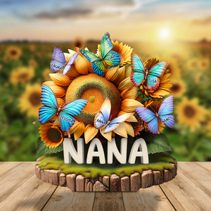 Butterfly Kids On Sunflowers Acrylic Plaque - Personalized Gifts For Mom 01QHPU010425 - Shaped Plaques - GoDuckee