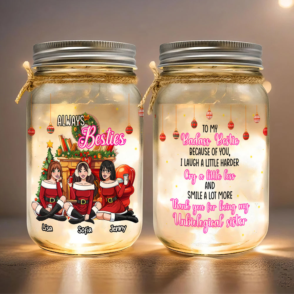 Personalized Gifts For Besties, Christmas Jar Light 02XQMH081024HH - Drink Jar - GoDuckee