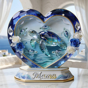 Sea Theme Turtle Mom And Kids Acrylic Plaque - Personalized Gifts For Mother's Day Plaque 04PGLU080426 - Shaped Plaques - GoDuckee