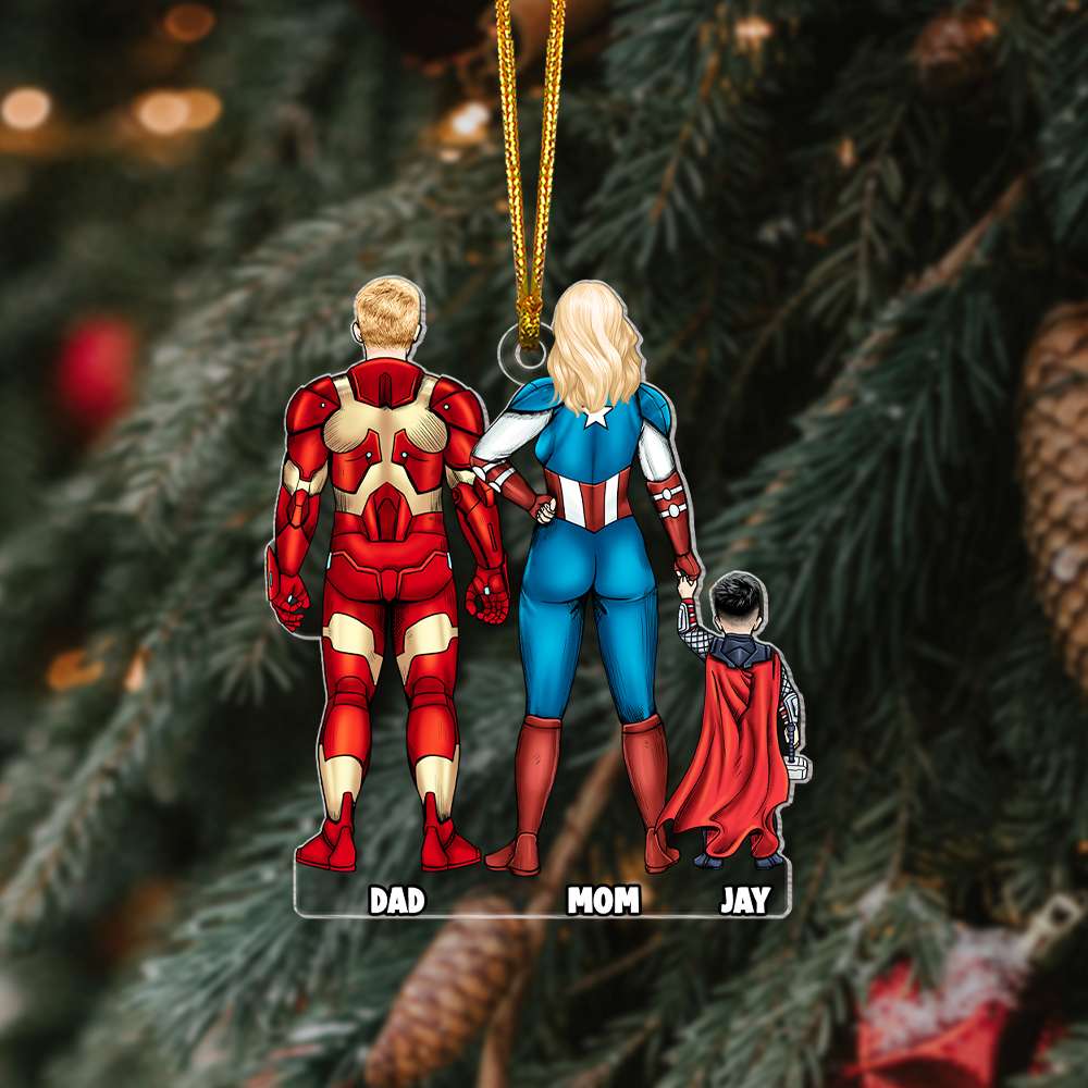 Personalized Gift For Family Christmas Ornament Hero Family 02HUMH231124PA - Ornament - GoDuckee