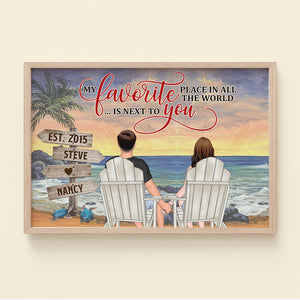 Anniversary Gift, Gift For Couple, My Favorite Place In All The World Is Next To You, Personalized Canvas Print, Couple Poster - Canvas Prints - Poster & Canvas - GoDuckee