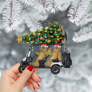 Personalized Gifts For Golf Couple Christmas Ornament, Bigfoot Riding Golf Cart 032qhtn240924 - Ornament - GoDuckee