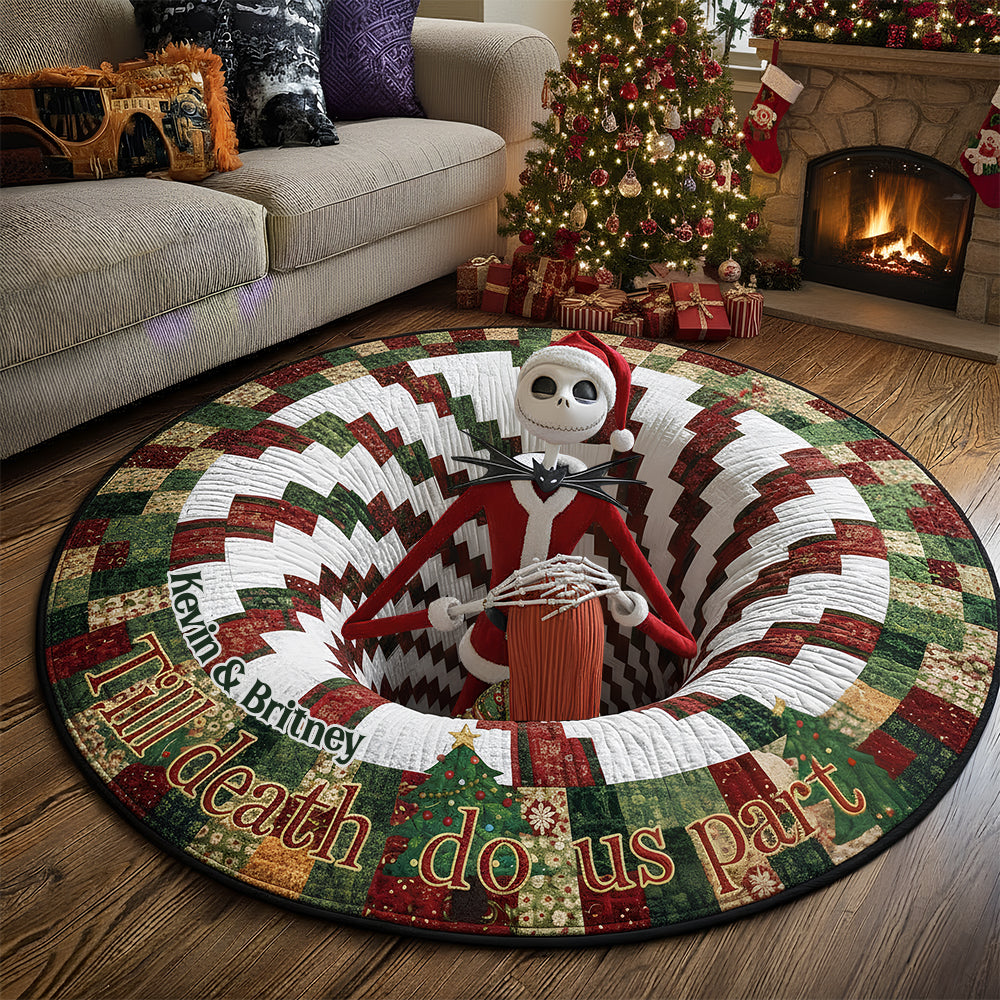 Spooky Twist Christmas Quilted Round Mat Personalized Gifts For Couple 01TGDT011025 - Doormat - GoDuckee