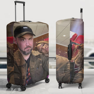 Custom Photo Luggage Cover, Funny Couple Gift For Upcoming Trips 02qhqn060724 - Luggage Covers - GoDuckee