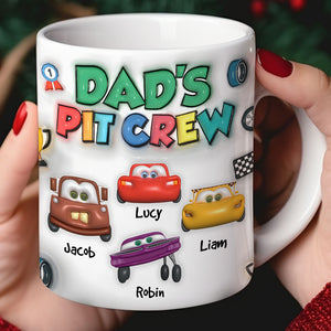 Personalized Gifts For Dad 3D Inflated Mug, Dad's Pit Crew 01kapu210824 - Coffee Mug - GoDuckee