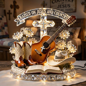 Countryside Jesus Guitar Light Box - Personalized Gifts For Christian Guitarist Custom Shape Acrylic Light Box 04PAMG130126 - Light Box - GoDuckee