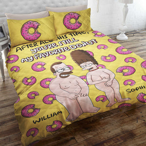 Personalized Gift For Couple Quilt Bed Set, Funny Cartoon Couple 02TODT080724HG - Blanket - GoDuckee