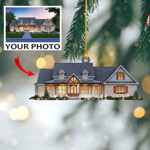 Custom Photo Gifts For Family, Upload House Photo Christmas Ornament 02PGXX010824 - Ornament - GoDuckee