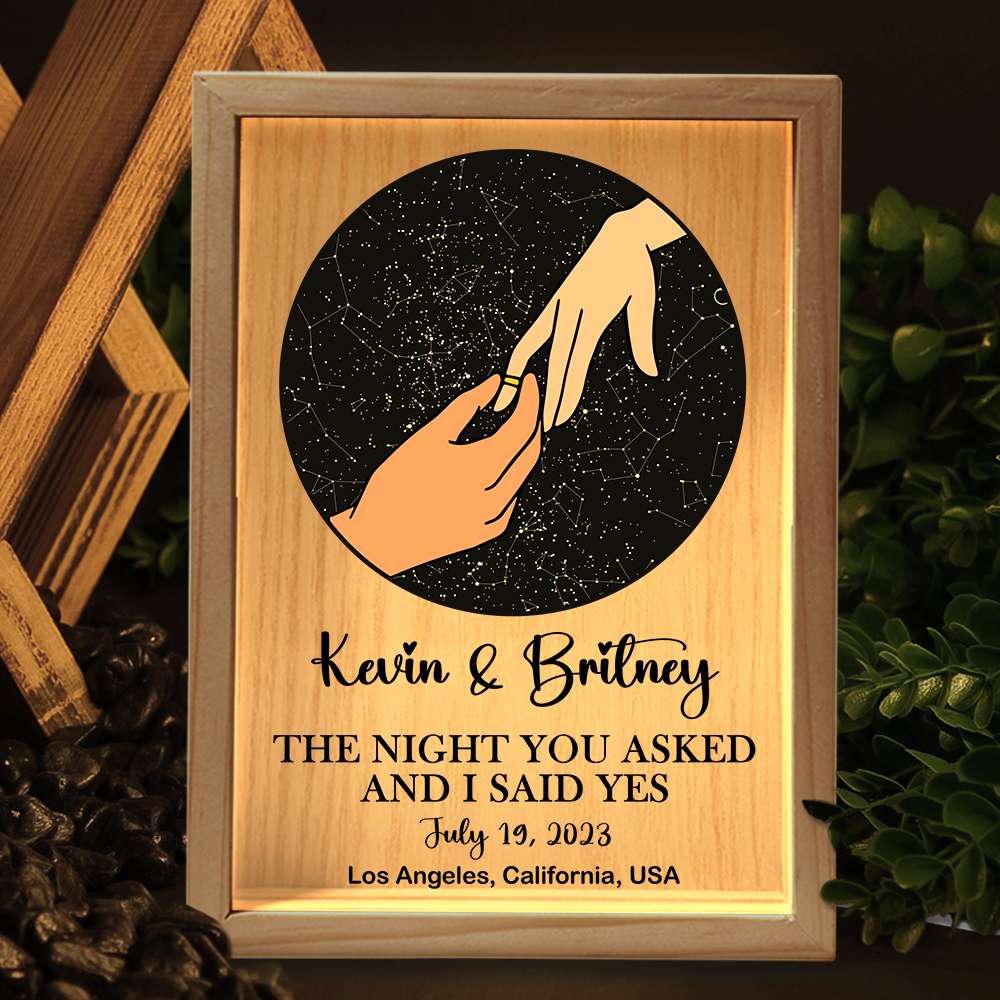 Personalized Gifts For Couple Light Frame The Night You Asked And I Said Yes 08DTDT250124 - Canvas Print - GoDuckee