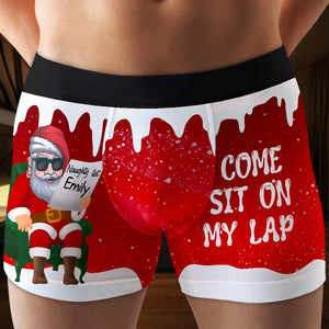 Personalized Gifts for Couple Men's Boxers, Naughty Santa Come Sit On My Lap 02todc060824 - Boxer Briefs - GoDuckee