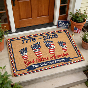 USA 250th Anniversary Foot Family Doormat - Personalized Gifts For Family 03natn030326 - Doormat - GoDuckee