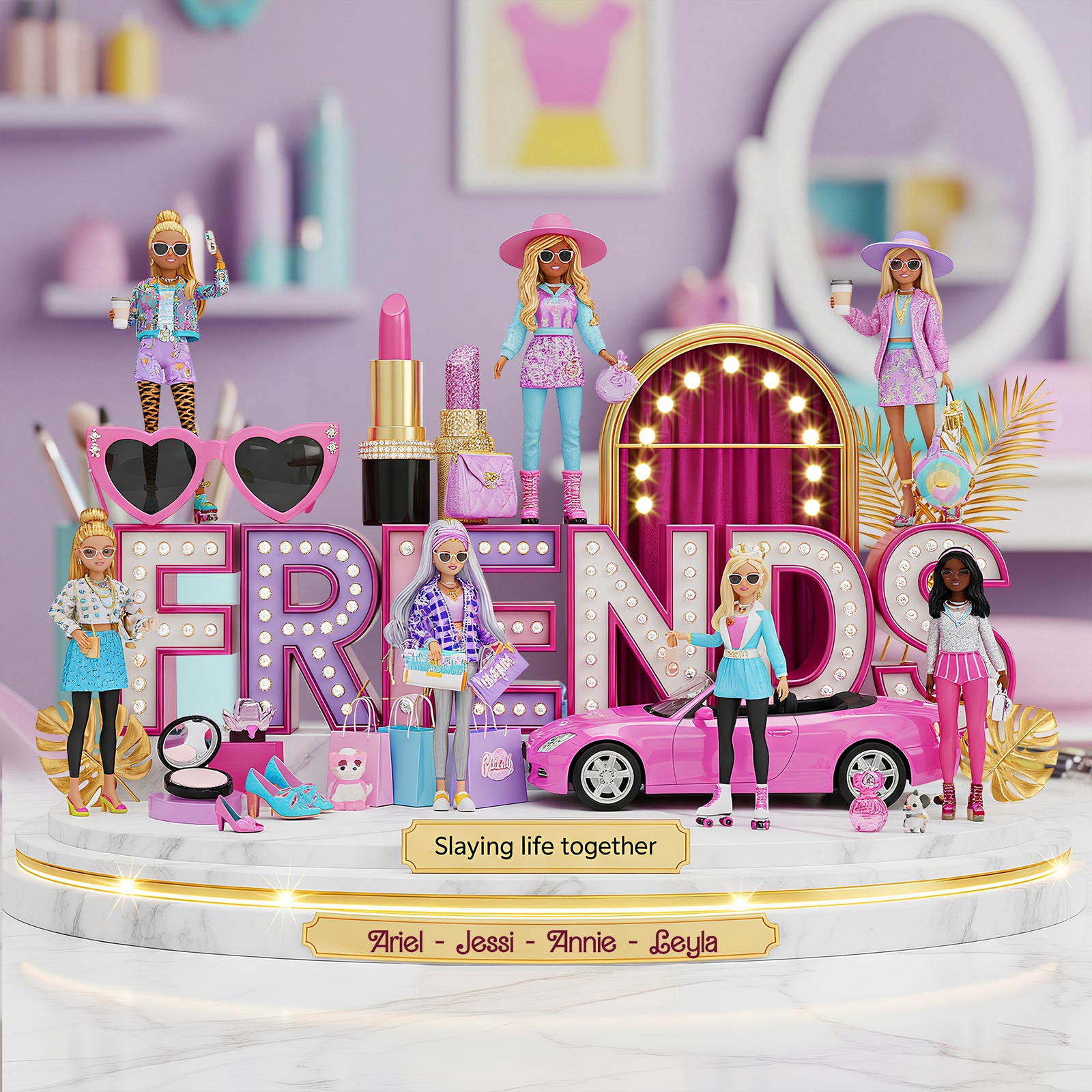 Slaying With Besties Acrylic Plaque - Personalized Gifts For Best Friends 01OHLU040625 - Shaped Plaques - GoDuckee