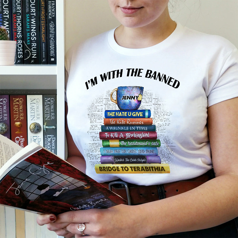 I'm With The Banned, Gift For Book Lover, Personalized Shirt, Custom Title Book Shirt - Shirts - GoDuckee