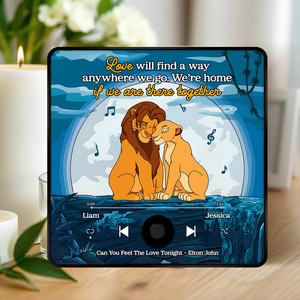 Personalized Gifts For Cartoon Lover Music Fridge Magnet Lion Couple Hugging 02xqpu131224 - Fridge Magnet - GoDuckee