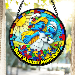 Personalized Gifts For Autism Mom Stained Glass, Blue Character 01tgpu210225 - Ornament - GoDuckee