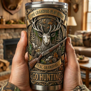 Hunting Grandpa 20oz Tumbler - Personalized Gifts For Grandpa Tumbler 02PAQN280226 - Tumbler Cup - GoDuckee