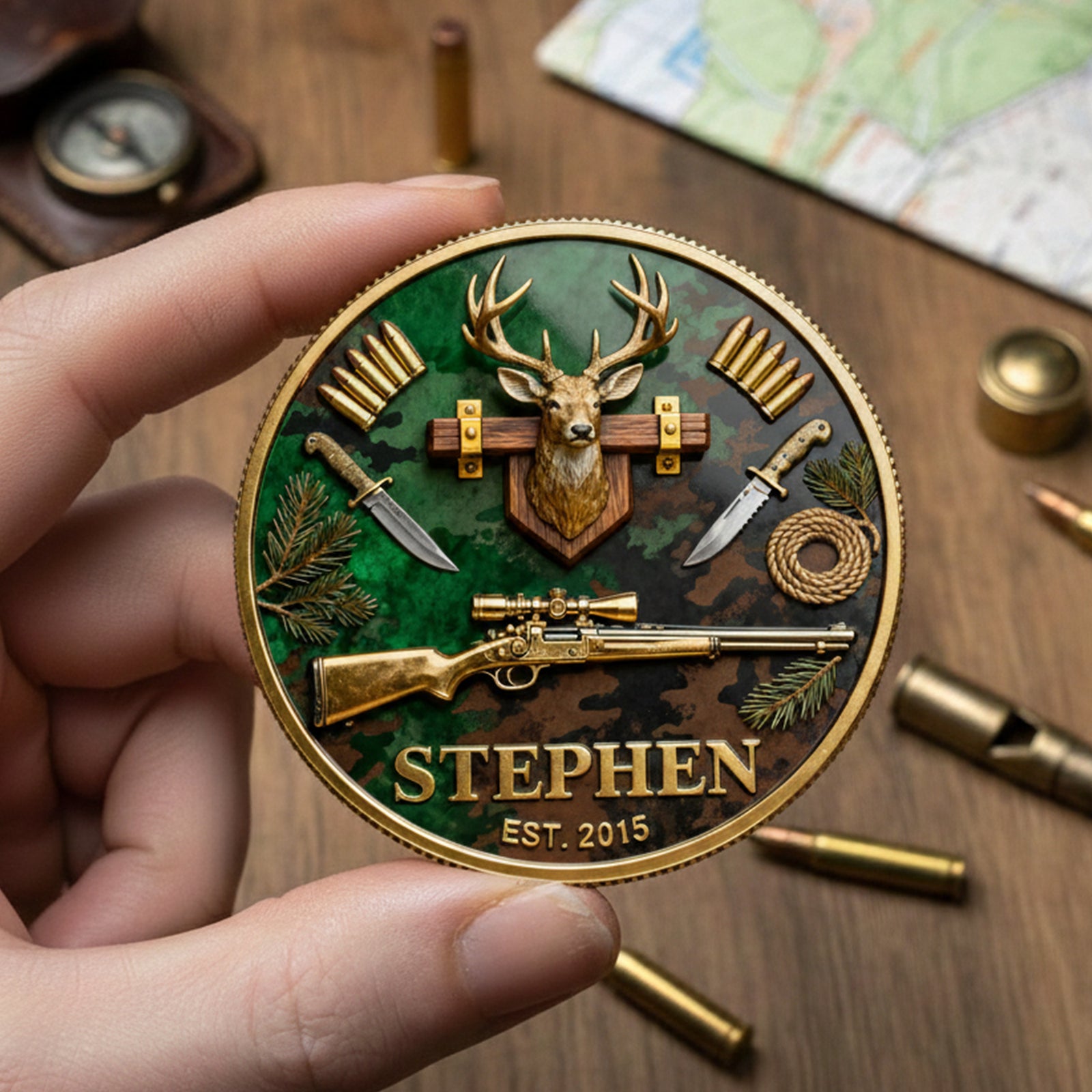 Deer Hunting Printed Metal Coin - Personalized Anniversary Gift For Hunters 05KILU110226 - Coin - GoDuckee