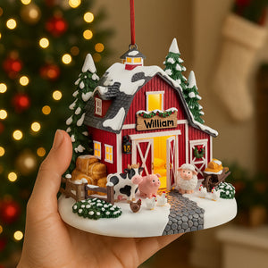 Red Barn Miniature House Acrylic Ornament Personalized Gifts For Farmer 06pgtn090825 - Ornament - GoDuckee