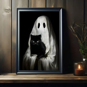 Black Cat And Ghost Canvas Print 04acxx200824 Halloween Gifts - Poster & Canvas - GoDuckee