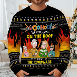 Personalized Gifts For Family Ugly Sweater, Cartoon Character Fireplace 02TGLU011124HG - AOP Products - GoDuckee